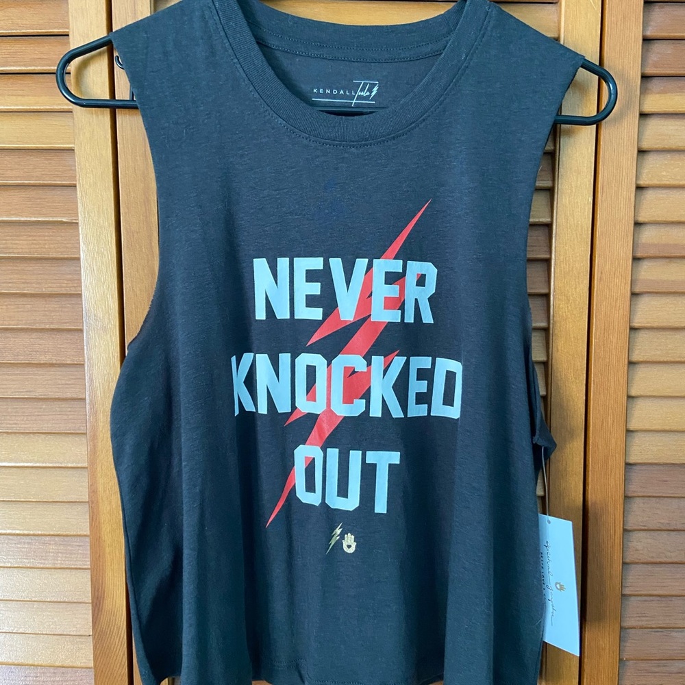 NWT Spiritual Gangster Kendall Toole Never Knocked Out Black Muscle Tee (L)
